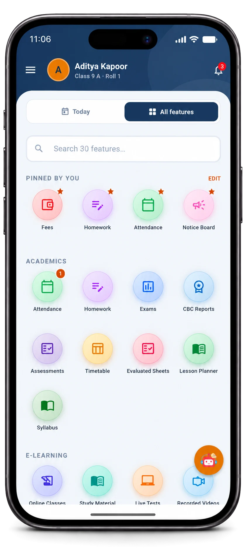 Parent app: fees, homework, attendance and exams